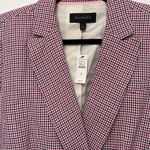 Talbots NWT 12 Pink and Navy Small herringbone blazer NWT